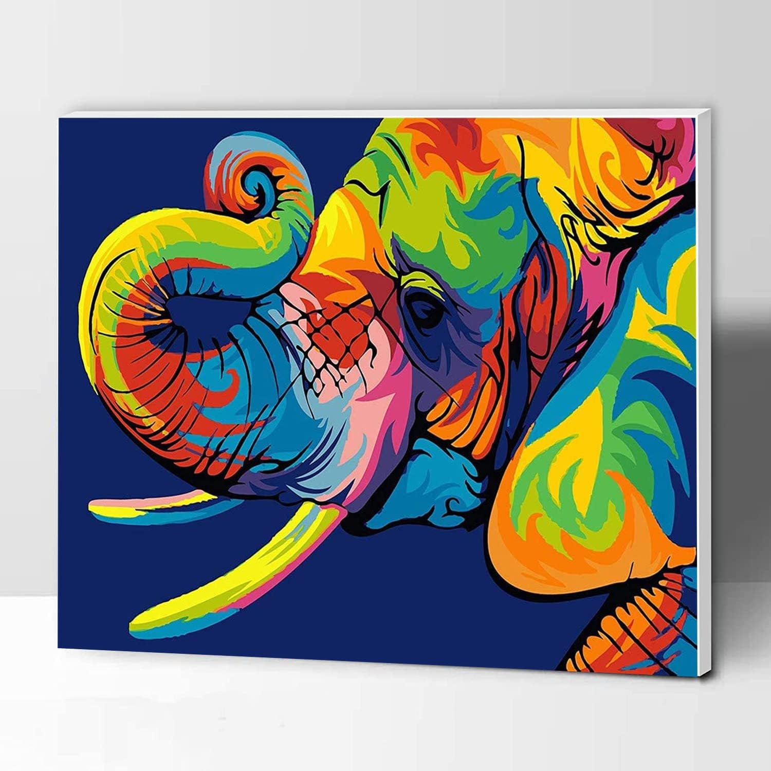 Komking Paint by Number with Frame, Paint by Numbers Cat Craft Kit for Adults with Frame, Animal Paint by Number Kits on Canvas for Home Decor, Colorful Cat 12x16inch