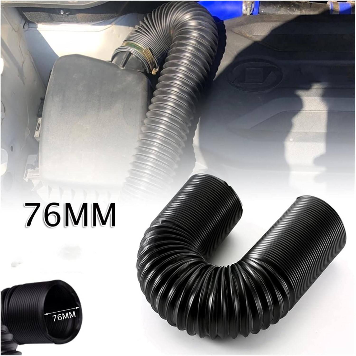 Automotive coolant Hose Car Engine Flexible Air Hose Car Air Filter Intake Cold Air Ducting Feed Hose Pipe Accessories (Color : 1, Size : 76MM)