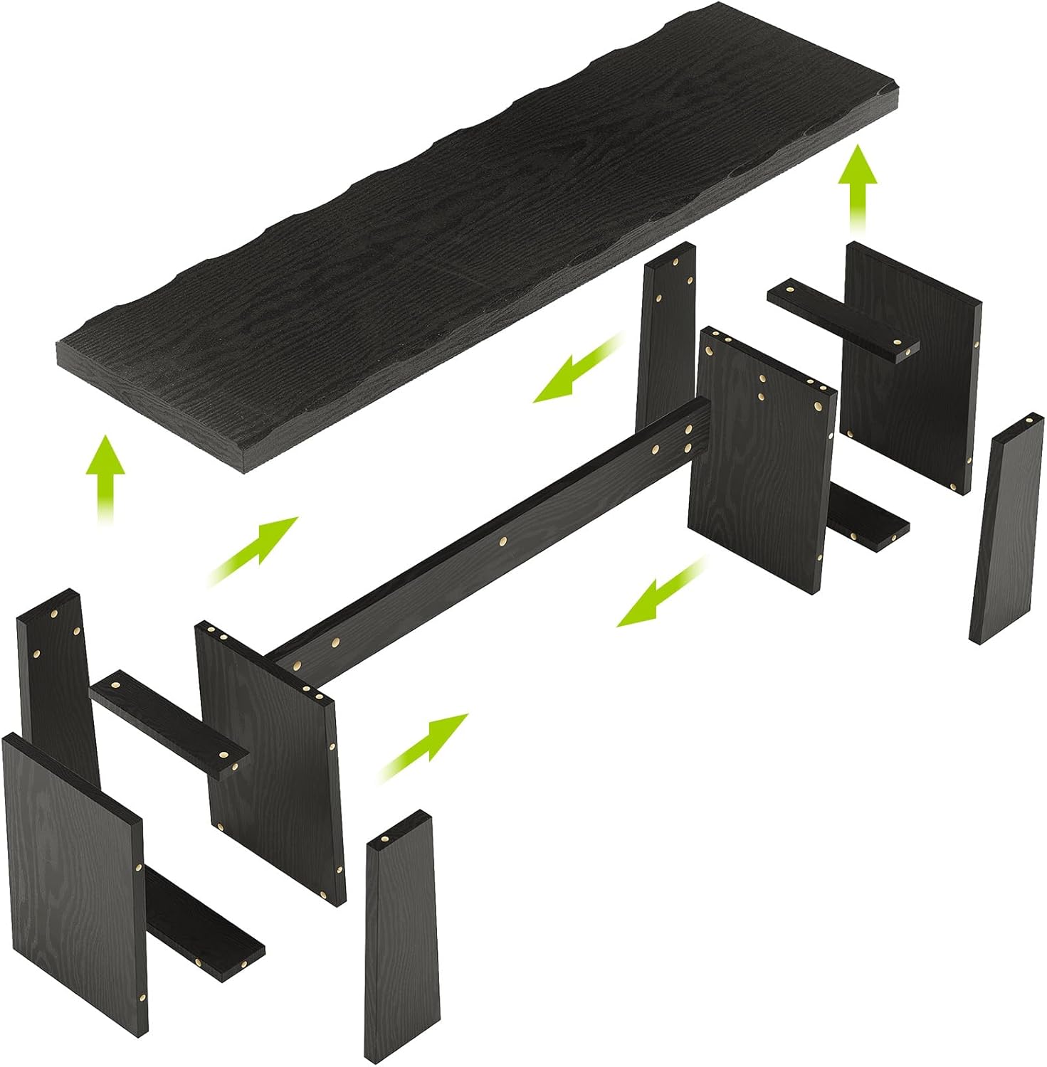 LITTLE TREE 47-Inch Wooden Entryway Bench, Farmhouse Dining Bench with Sturdy Frame for Dining Room, Bedroom, Living Room Hallway Kitchen, Easy Assembly (Black)