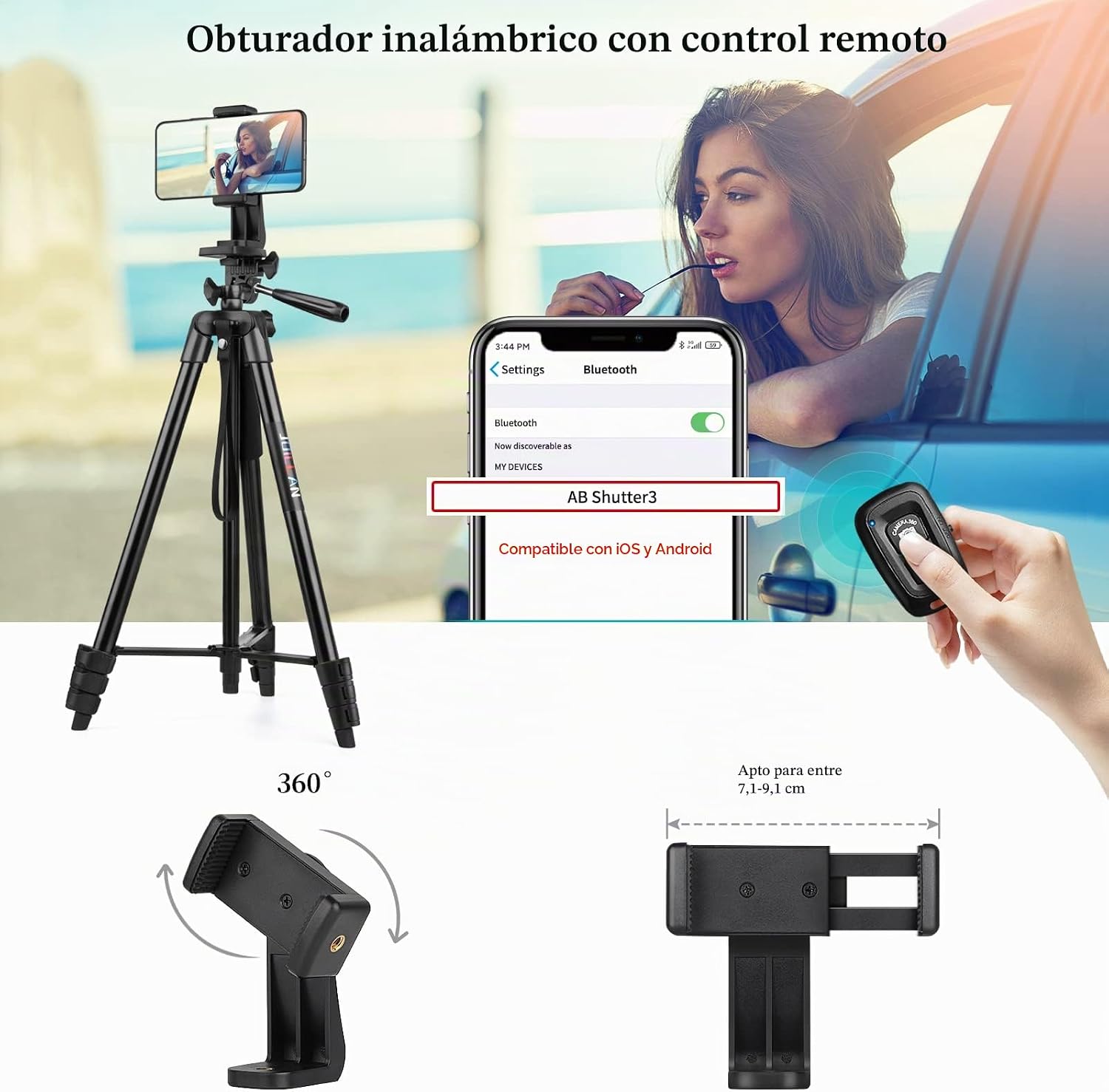 JOILCAN Tripode para Movil Alto, 161cm Palo Selfie Tripode con Mando a Distancia, Trípode Portátil con Soporte para Teléfono Móvil, Trípode Movil de Aluminio para iPhone Samsung Huawei Cámara 6