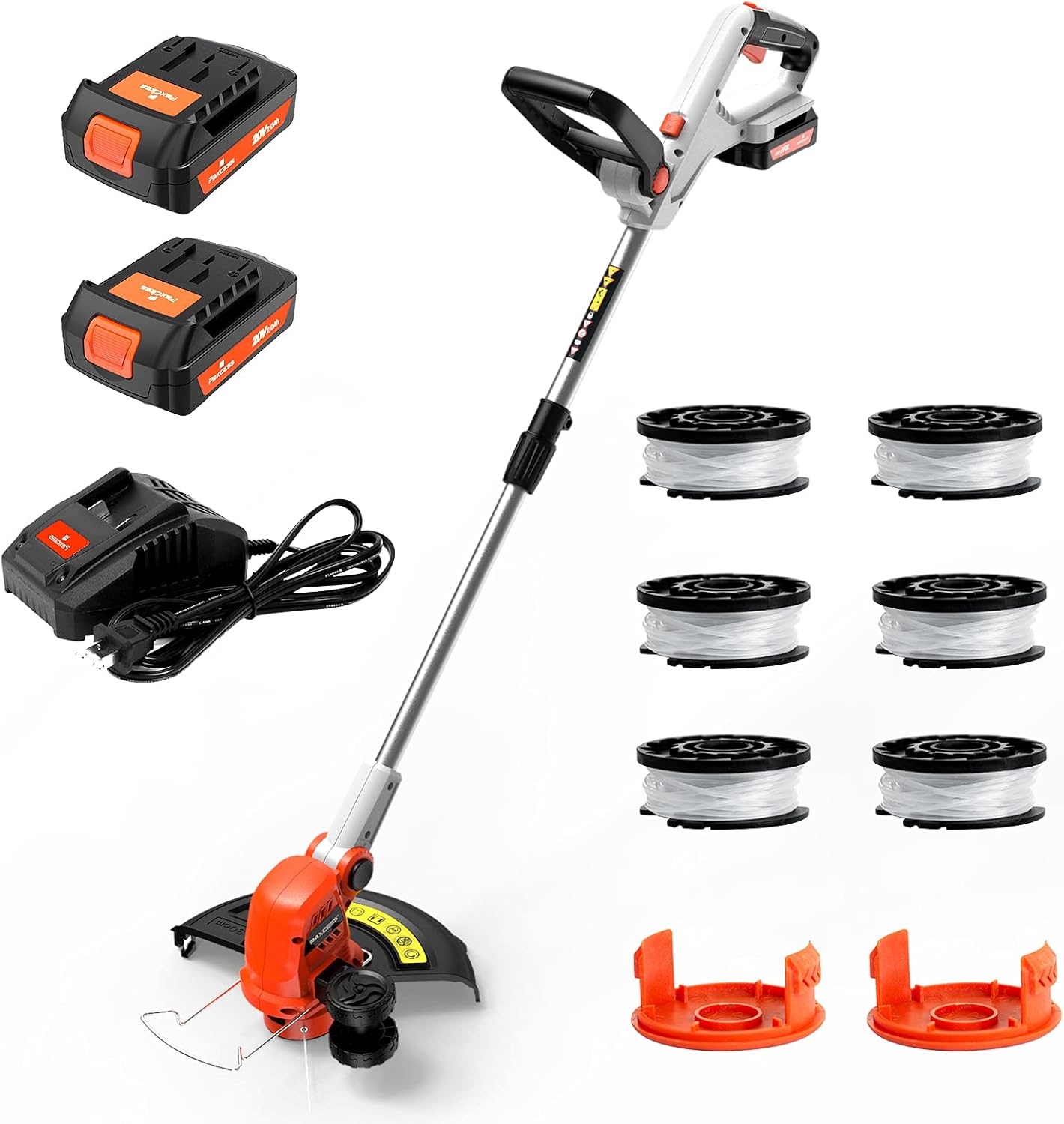 PAXCESS 20V 12-Inch Cordless String Trimmer/Lawn Edger, Weed Eater, 2 PCS 2.0Ah Battery and One Charger Weed Wacker, 6 PCS Spool Line & 2 Cap Included, Length Adjustable, Lightweight : Patio, Lawn & Garden