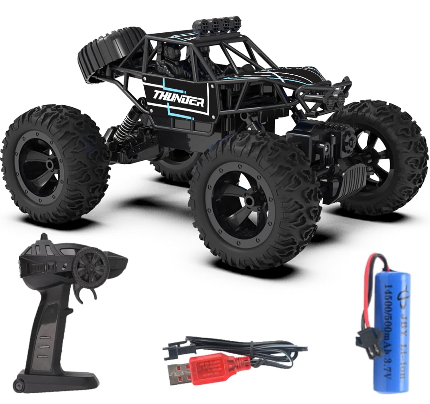 CADDLE & Toes Monster-Like Model Sports Car with Remote Control and Speed Gun (Green, Thunder Black) – Kids’ Toy