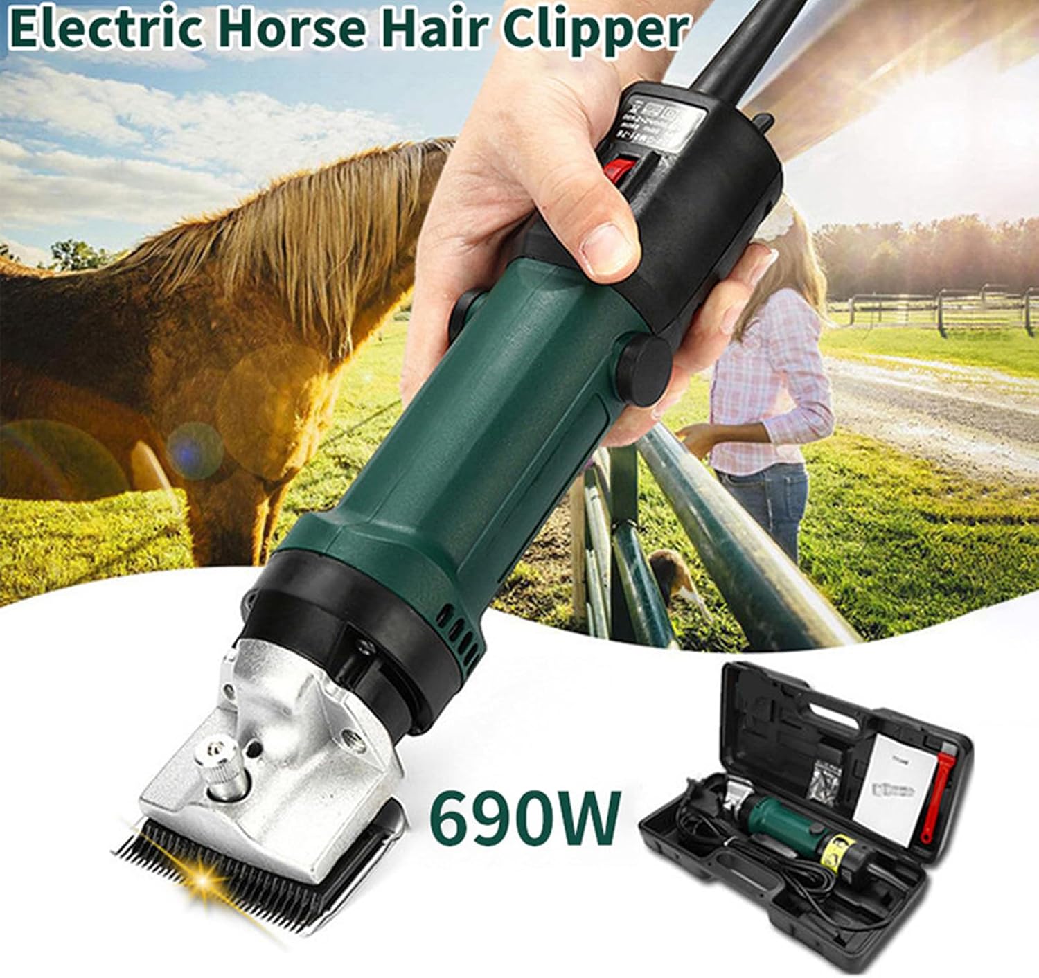 Machine Trimmer, 690W Electric Horse Sheep Clipper, Shaver Clipper Hair Grooming Equine Animals Shearing