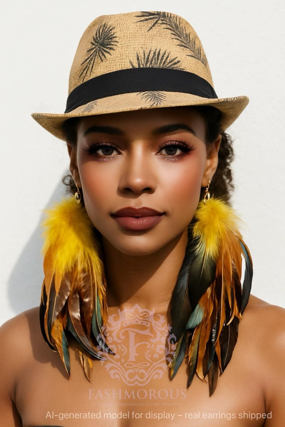 Boho Yellow Feather Earrings for Women – Long Lightweight Statement Dangle Earrings for Festival, Gifts & Summer Style – FASHMOROUS - Image 5