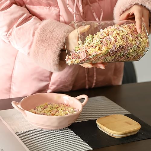 Miniatura 2 de Juego de 6 tarros de vidrio para almacenamiento de alimentos de 50 onzas, recipientes de almacenamiento de vidrio transparente con tapa de bambú