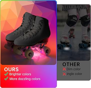 Roller Skate Lights, LED Lights for Skates, Colorful Illuminating Accessories for Quad, Inline and Ice Skates, Ideal Gift for Skaters and Roller Skate Boots