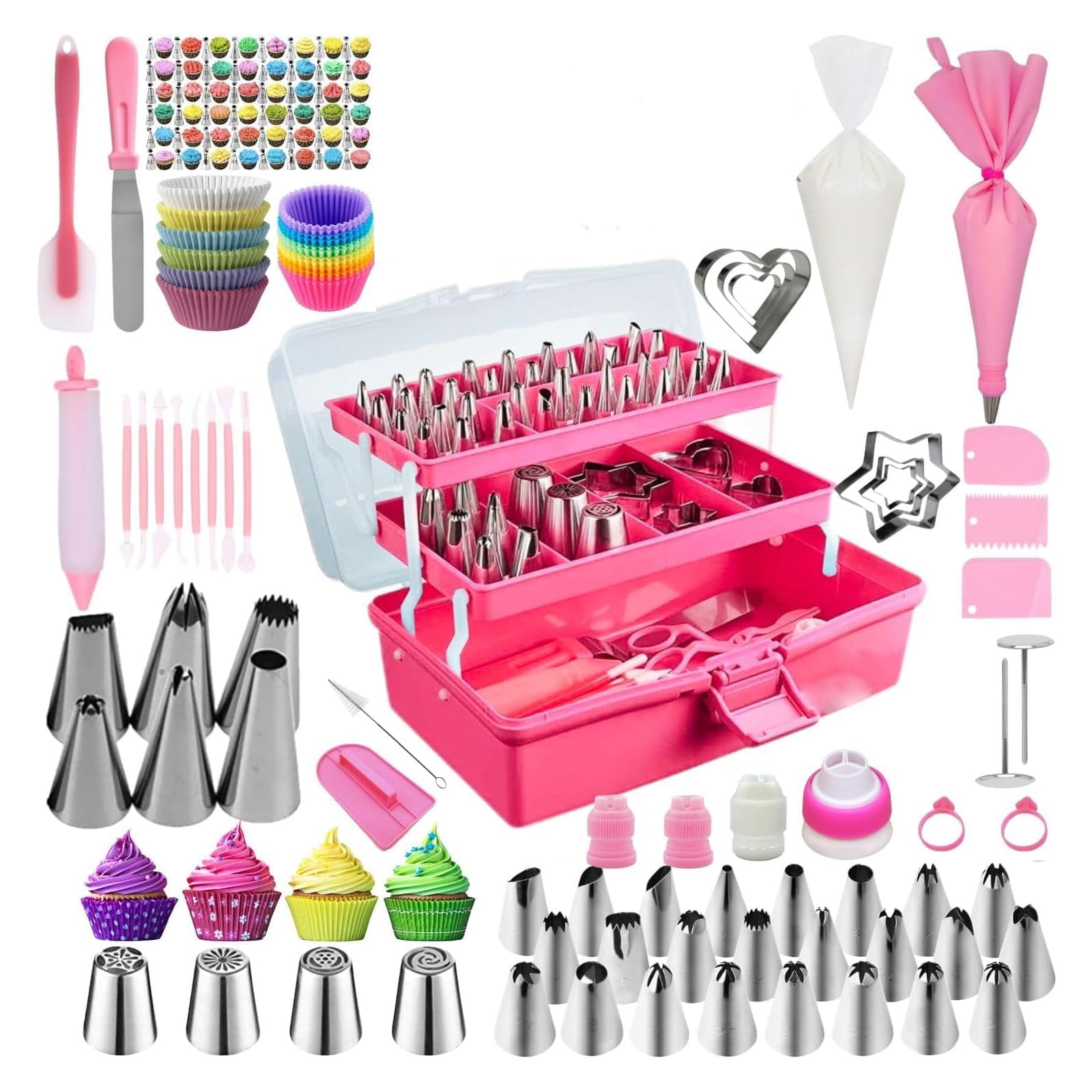 Kit De 274 Piezas para Decorar Pasteles: Juego Completo De Accesorios para Hornear con Mangas Pasteleras, Boquillas para Glaseado Y Estuche De Almacenamiento Principiantes Y