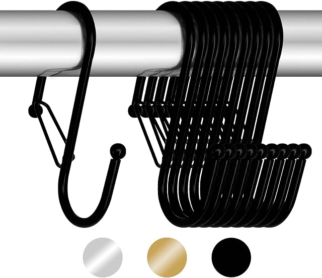 Blau Marité 10 S-Shaped Hooks with Anti-Fall System. Royal Model. Helps organise The Home. (Black)