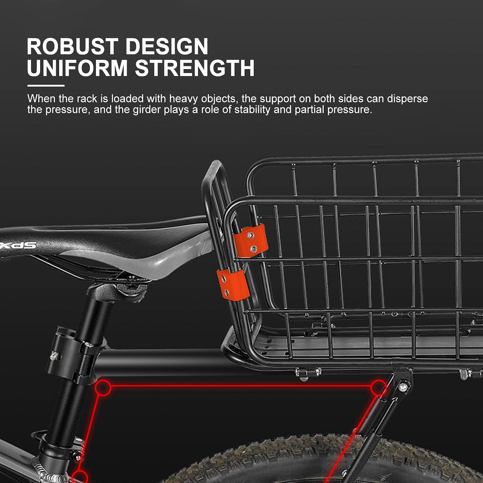 Aluminiowy bagażnik rowerowy 2 w 1, regulowany bagażnik rowerowy | i tylny kosz bagażowy, obciążenie 55 kg