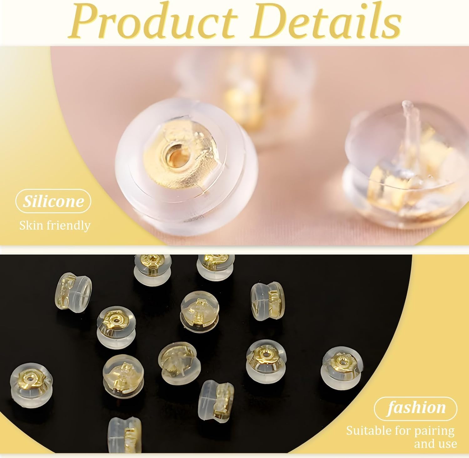 20 Pcs Locking Earring Backs, Glod Silicone Replacement for Droopy Ears Heavy Studs, Premium Hypoallergenic Soft Earing Backs for Women Men Jewelry Collection Daily Use Special Occasions - Image 6