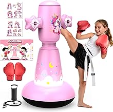 Boxing Bag for Kids Standing Toy Age 3-8 Inflatable Punching Bag with 2 Targets and Boxing Gloves for Kids, Pump, Punching Ball for Boys and Girls