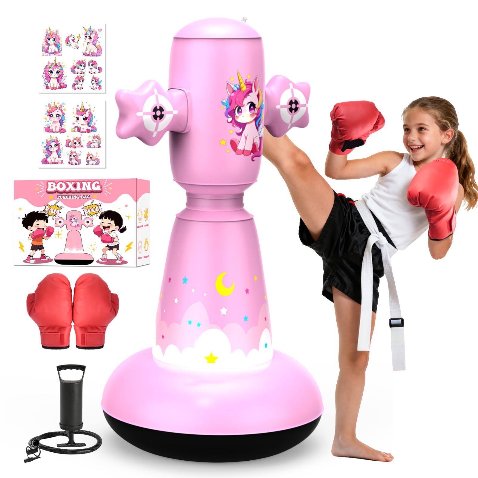 Upgrade Punching Bag for Kids, 147cm Stable Kids Boxing Set with Gloves and Air Pump, Premium Punch Bag Toy,Christmas Birthday Gifts for Boys & Girls Age 3-8 for Practicing Karate,Taekwondo,MMA — image 1