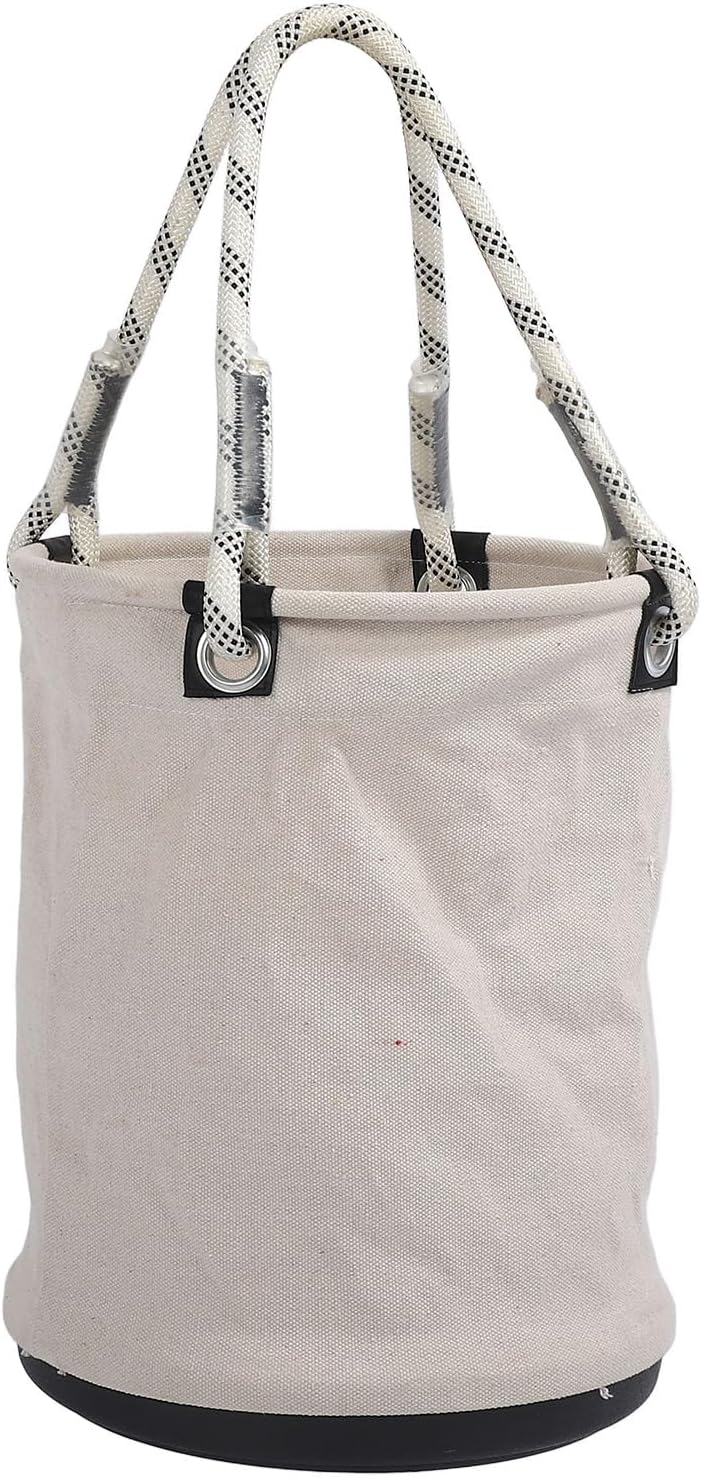 Gavigain Canvas Bucket 40x30cm Robust 30KG Load Capacity Construction Maintenance Organizer (White)