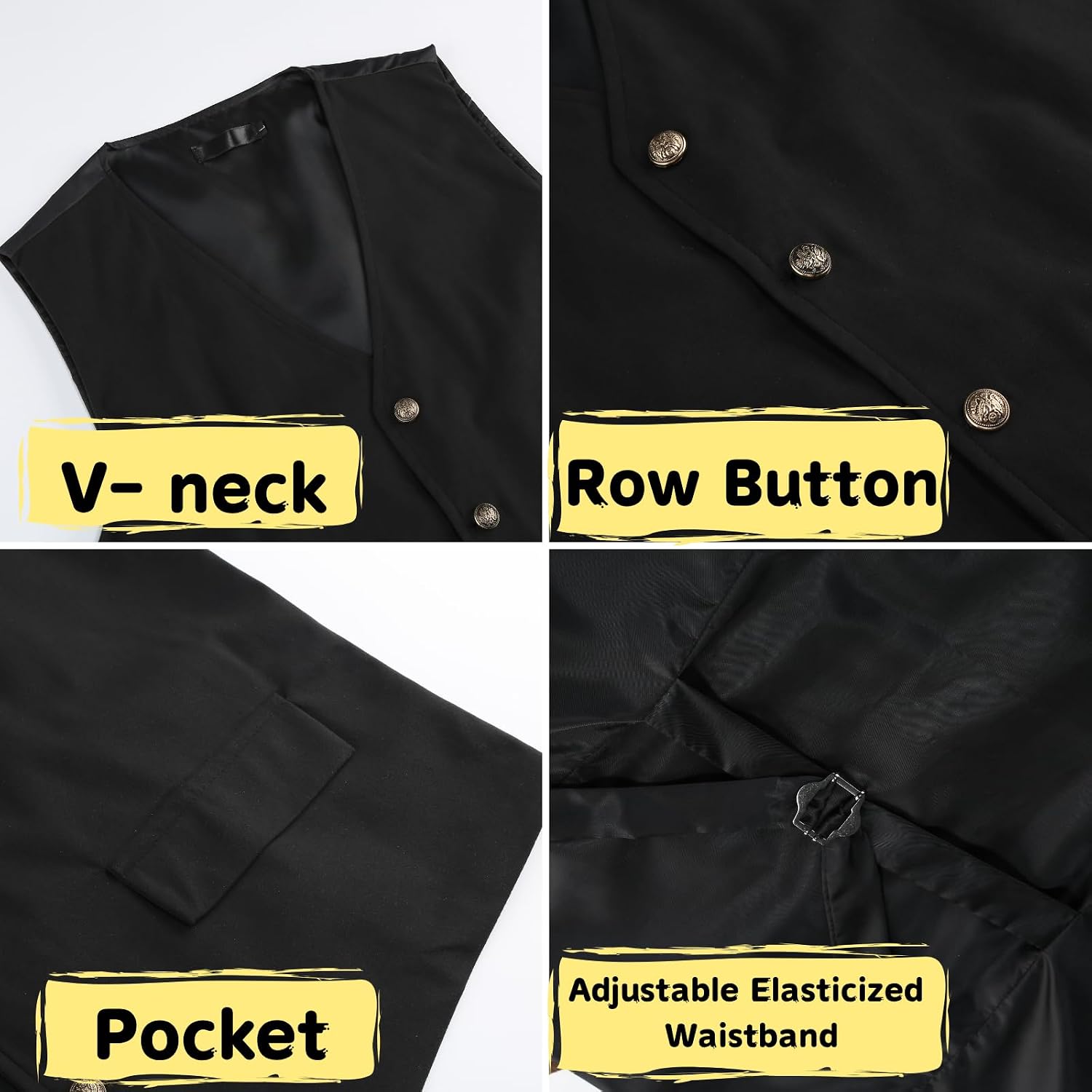 Men Renaissance Steampunk Suit Vest Medieval Victorian Button Daily Party