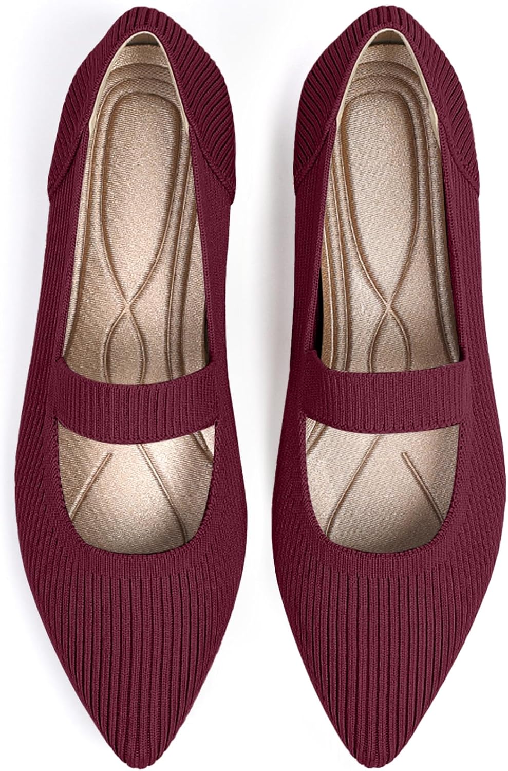 Women's Flats Shoes Pointed Toe Knit Washable Ballet Comfortable Dressy Mary Jane Flat