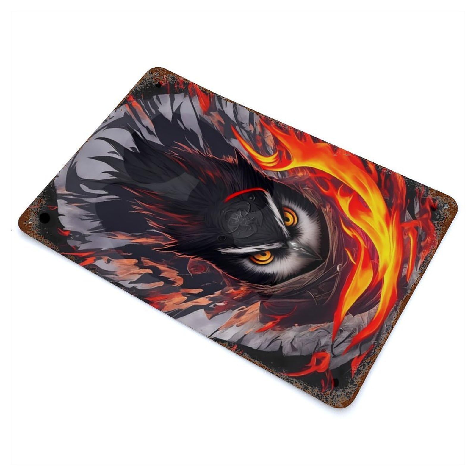 Evil Ninja Owl Decorative Tin Sign 11.8"x7.9", for Bistro, Counter And Cafe Decor, Retro Wall Decor