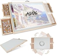 Vista 1 de ALL4JIG, tabla de rompecabezas 2 en 1 basculante y giratoria de 1500 piezas para regalos de adultos, mesa de rompecabezas de madera con 4 cajones