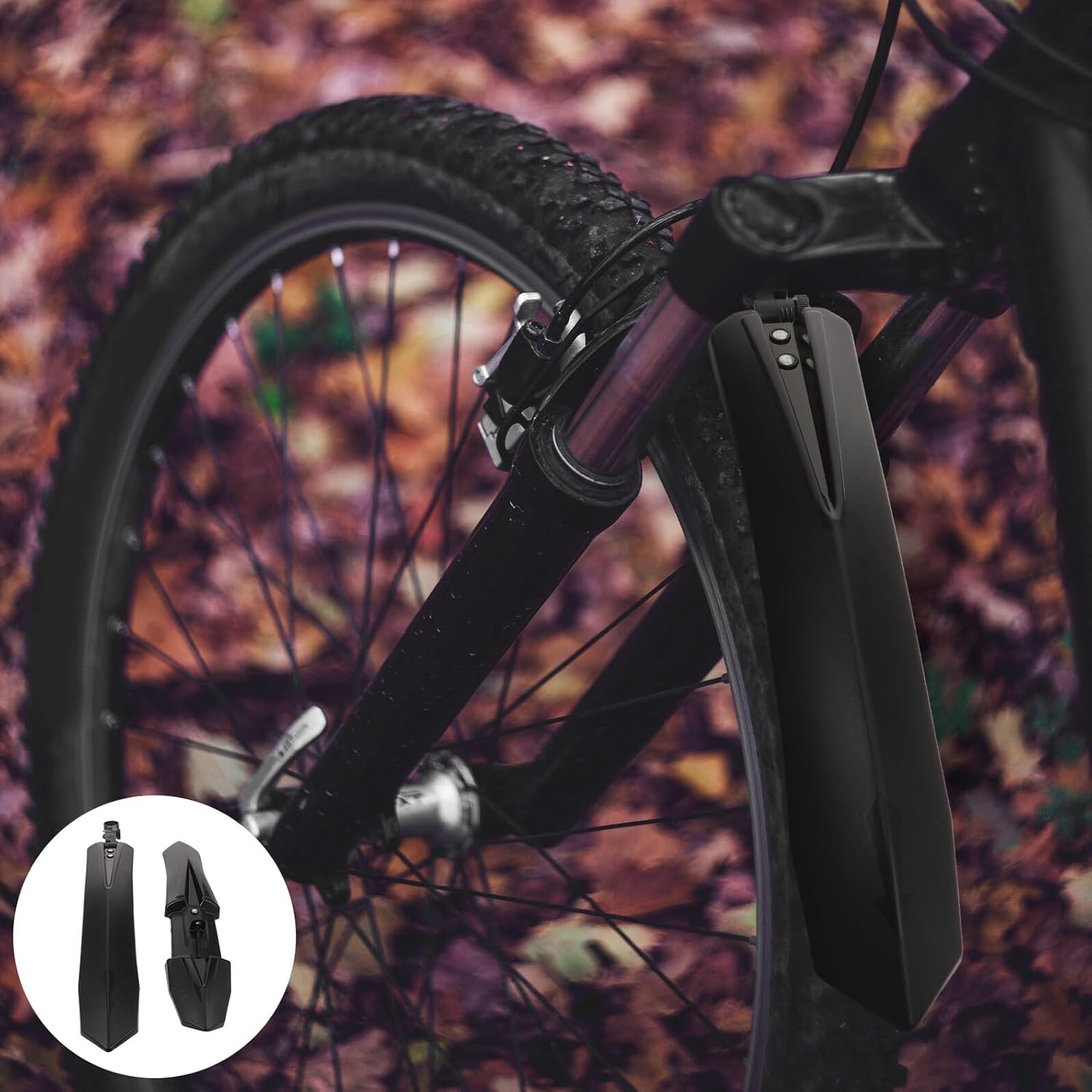 Mikinona Adjustable Bicycle Mudguard Set Front and Rear Widened Mudguards for Mountain and Road -27.5 Inch Wheels Black Protection