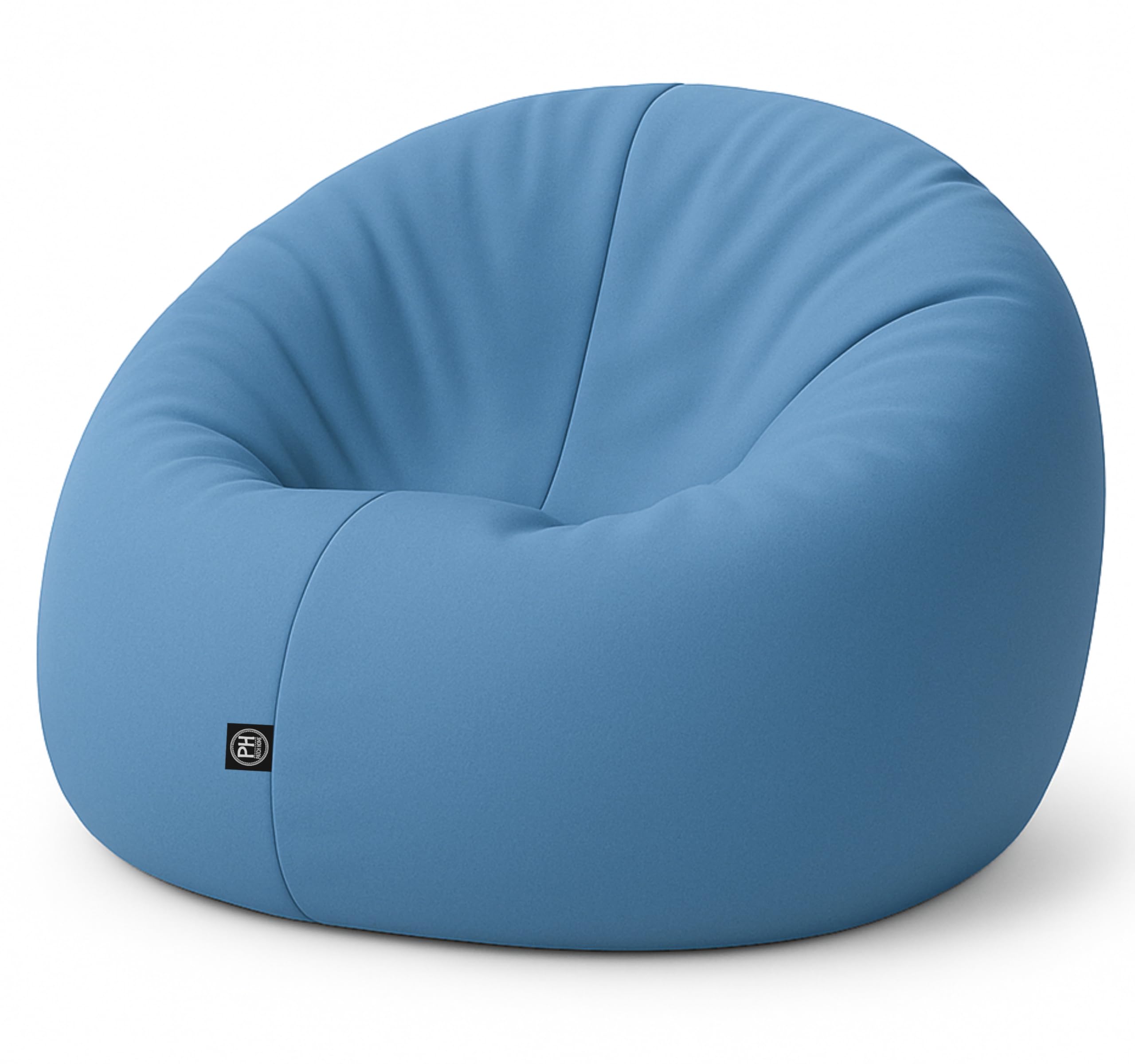 PATCH HOME 2 in 1 Funktion Sitzsack Sessel Bean Bag Sitzsäcke Gaming mit Reißverschluss bereits befüllt - Ø 125cm - Blaugrau