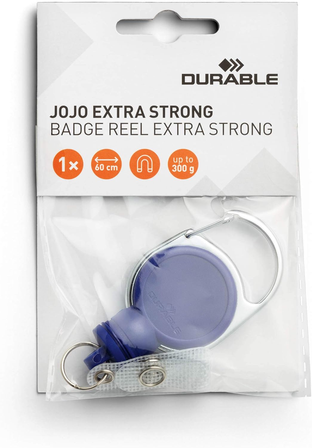 Durable 832907 Badge Reel Extra Strong for Heavy Card Holders or Keys Up to 300g, 1 Piece, Dark Blue