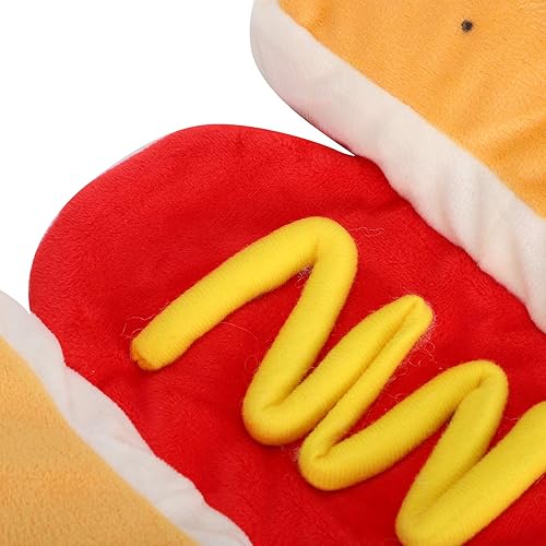 Miniatura 9 de Pet Hot Dog Costume, Hamburger Design Cotton Yellow Pet Hot Dog Dress. Hamburger Clothing Warm Clothes Halloween Cosplay Outfit Holiday Party Dress