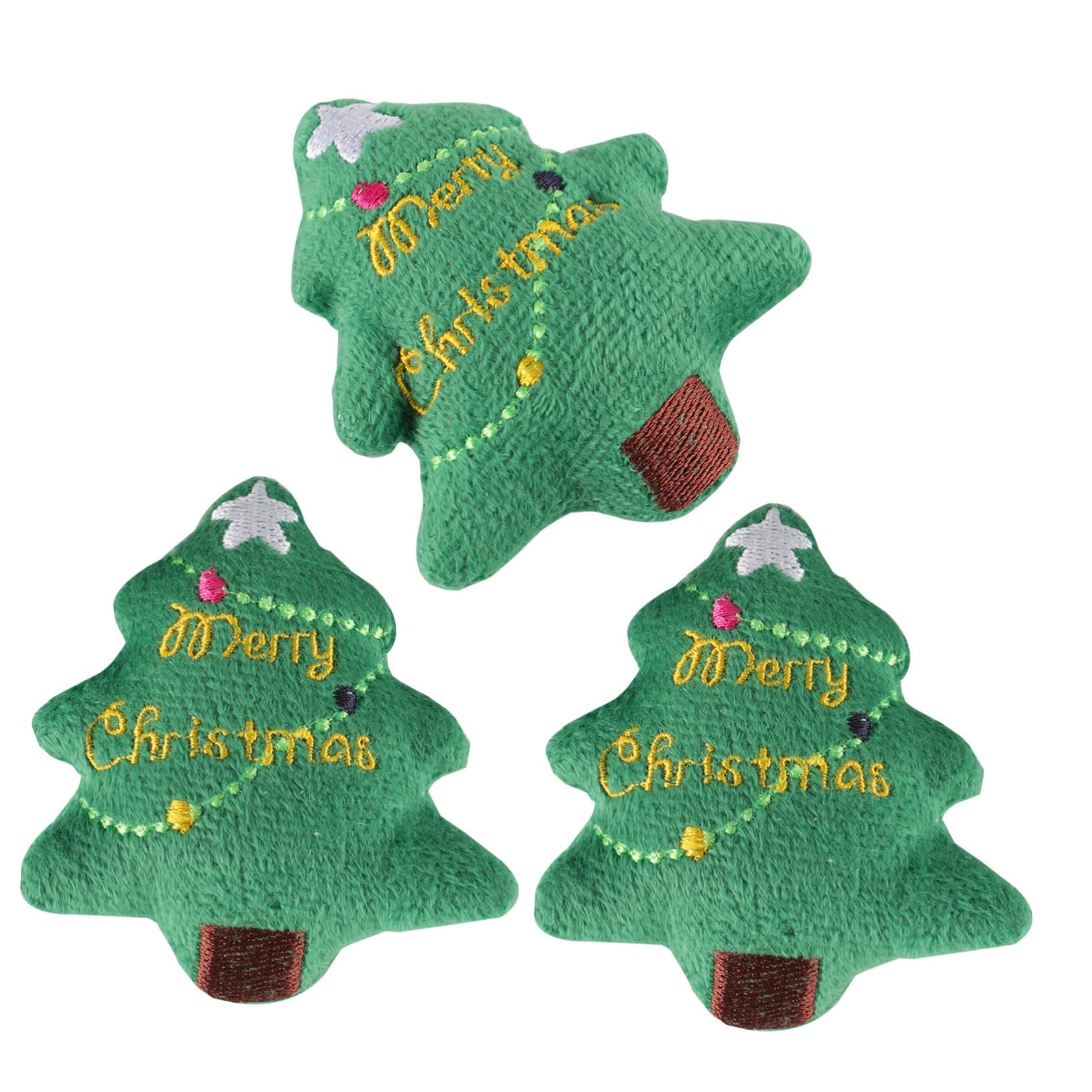 VILLFUL 3pcs Christmas Tree Cat Stuffed Animals, Cute Plush Kitten Toys Kawaii Plushie Soft Toy for Teething Interactive Christmas Pet Stocking Bright Color
