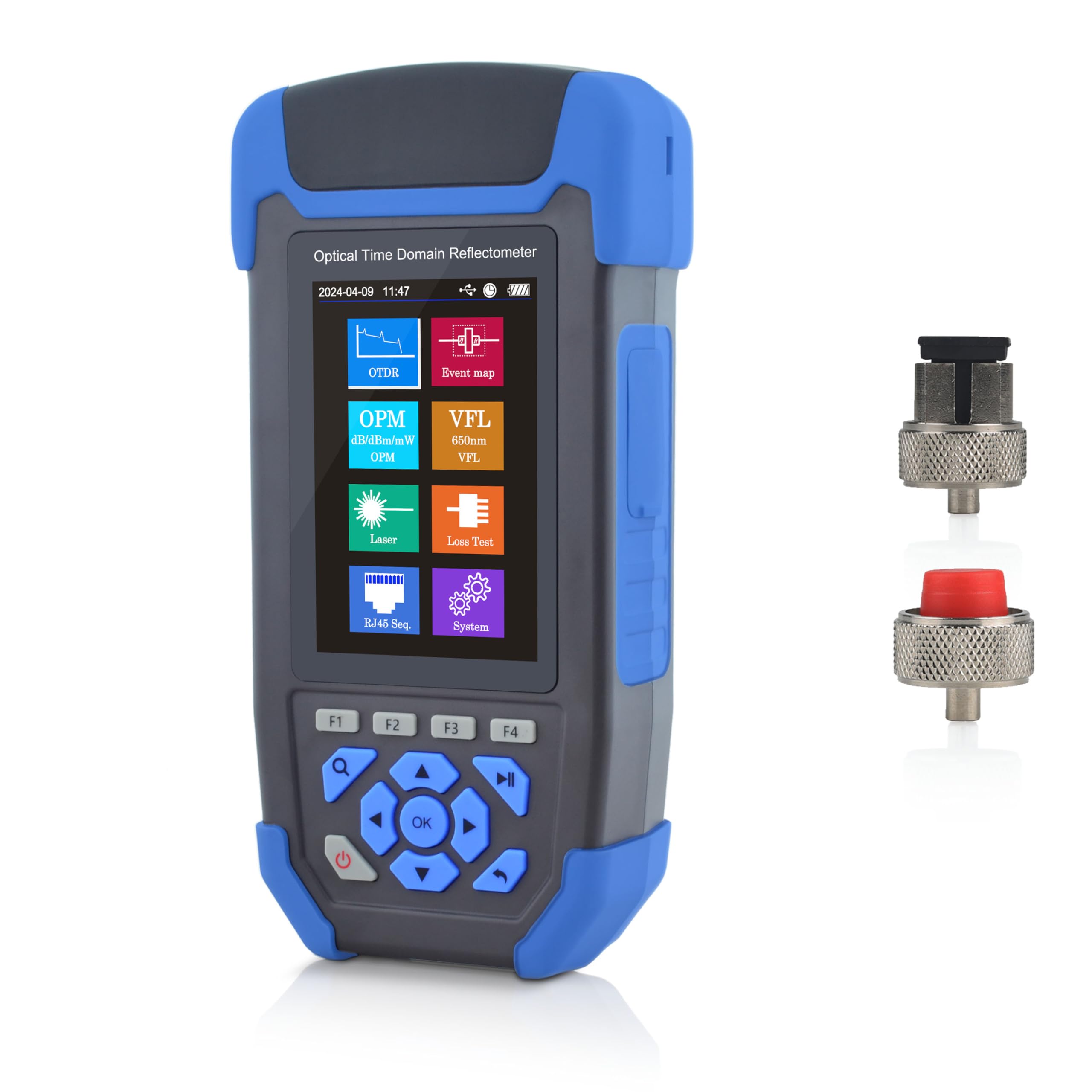 1310nm/24dB+1550nm/22dB SM OTDR avec OPM+OLS+VFL+Carte des Événements+Test de Perte+Séquenceur RJ45+Traceur de Câble RJ45 Testeur de Fibre Optique Compatible avec APC&UPC SC+FC+ST+LC-SS303T-2A1