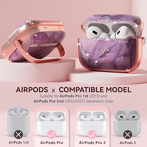 Miniatura 2 de Inesore Funda rígida para AirPods Pro de 2 generación con cerradura, diseño de flores lindas Air Pods Pro 2, fundas rígidas para iPod Pro para
