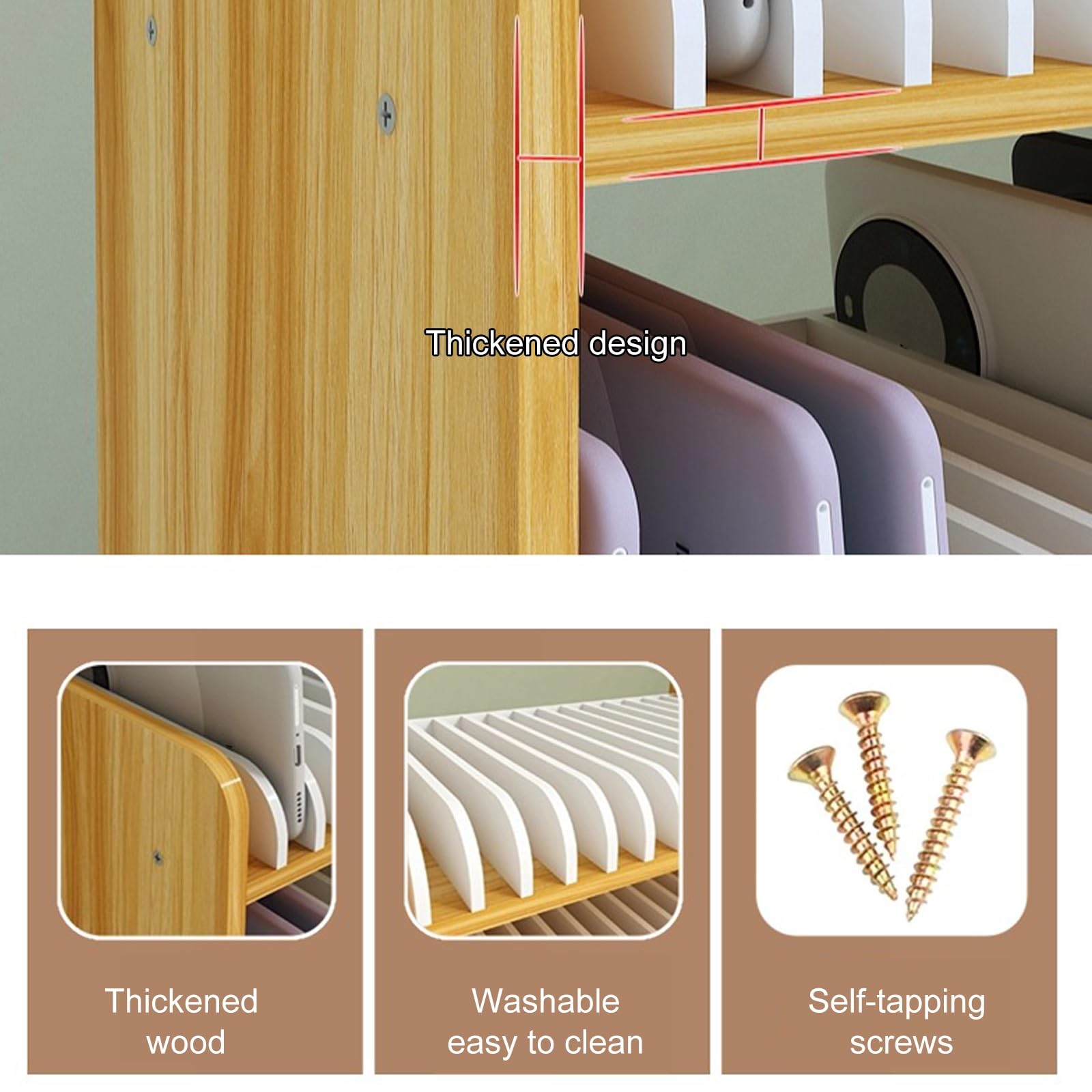 Armoire de Rangement en Bois pour Téléphone Portable, Casier pour Téléphone Portable en Classe, Boîte de Rangement en Bois à Plusieurs Niveaux pour Bureau et Salle de Classe(White,31x19x19cm)