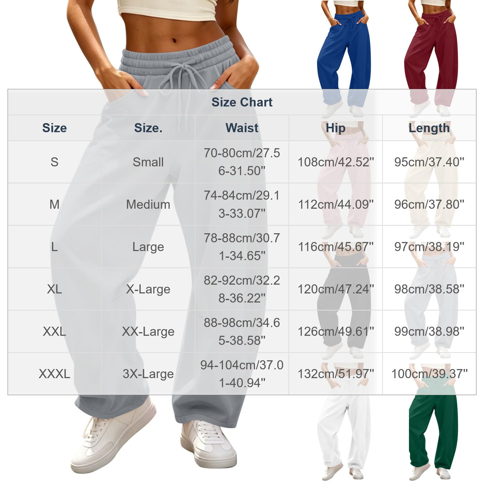 Pantaloni Sportivi Donna Pantaloni a Gamba Larga con Elastico in Vita Pantalone Jogger con Coulisse Comodi Pantlone Cotone Morbidi CasualPant Baggy Tinta Unita Pants Lunghi per Jogging Fitness Sport