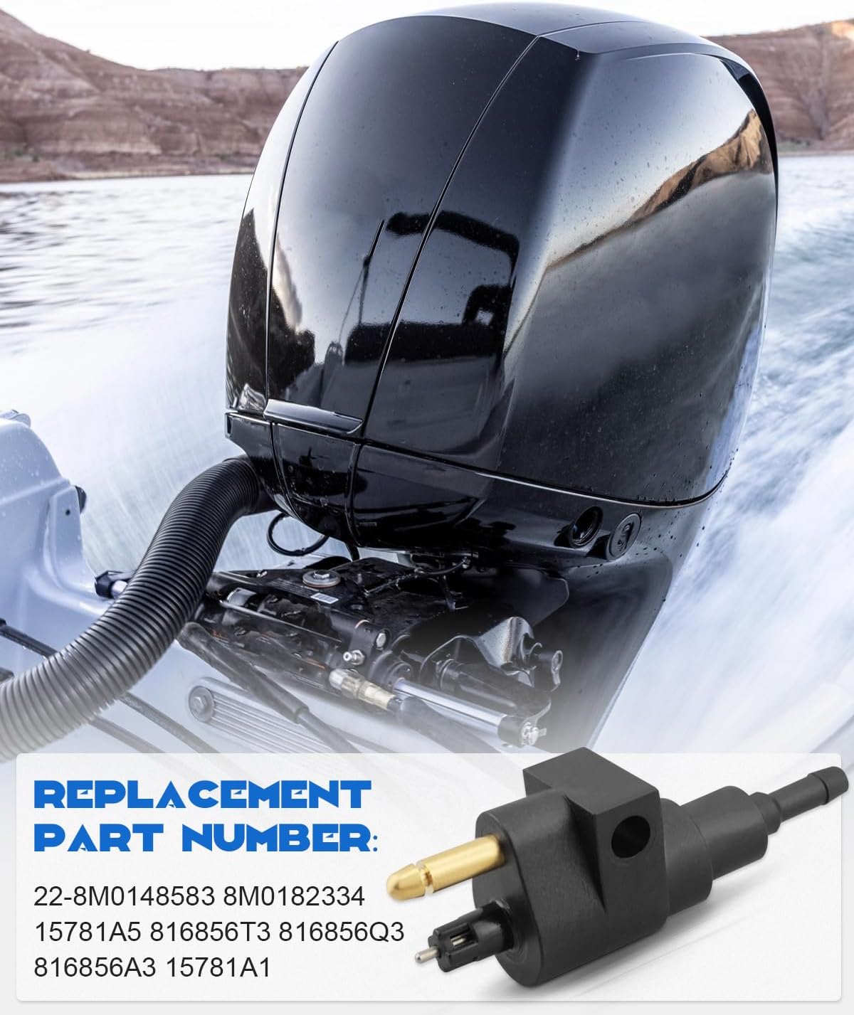 8M0182334 Boat Engine Fuel Connector Fit for Mercury Mariner Force 4HP 5HP 6HP 8HP 9.9HP 15HP 20HP-70HP 75HP 90HP 175HP, Replaces 22-8M0148583 15781A5 816856T3 816856Q3 816856A3 15781A1