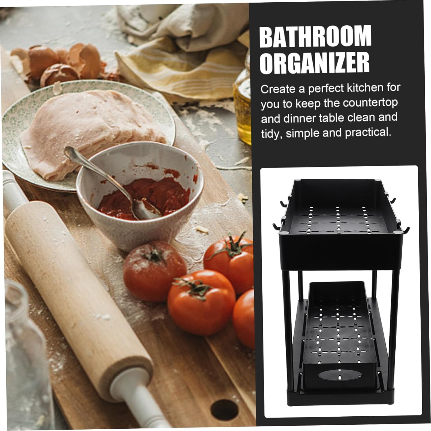 Outanaya プラスチック製 収纳棚 段 雑貨オーガナイザー キッチン収納ホルダー バスルームオーガナイザー スライド式 下駄箱