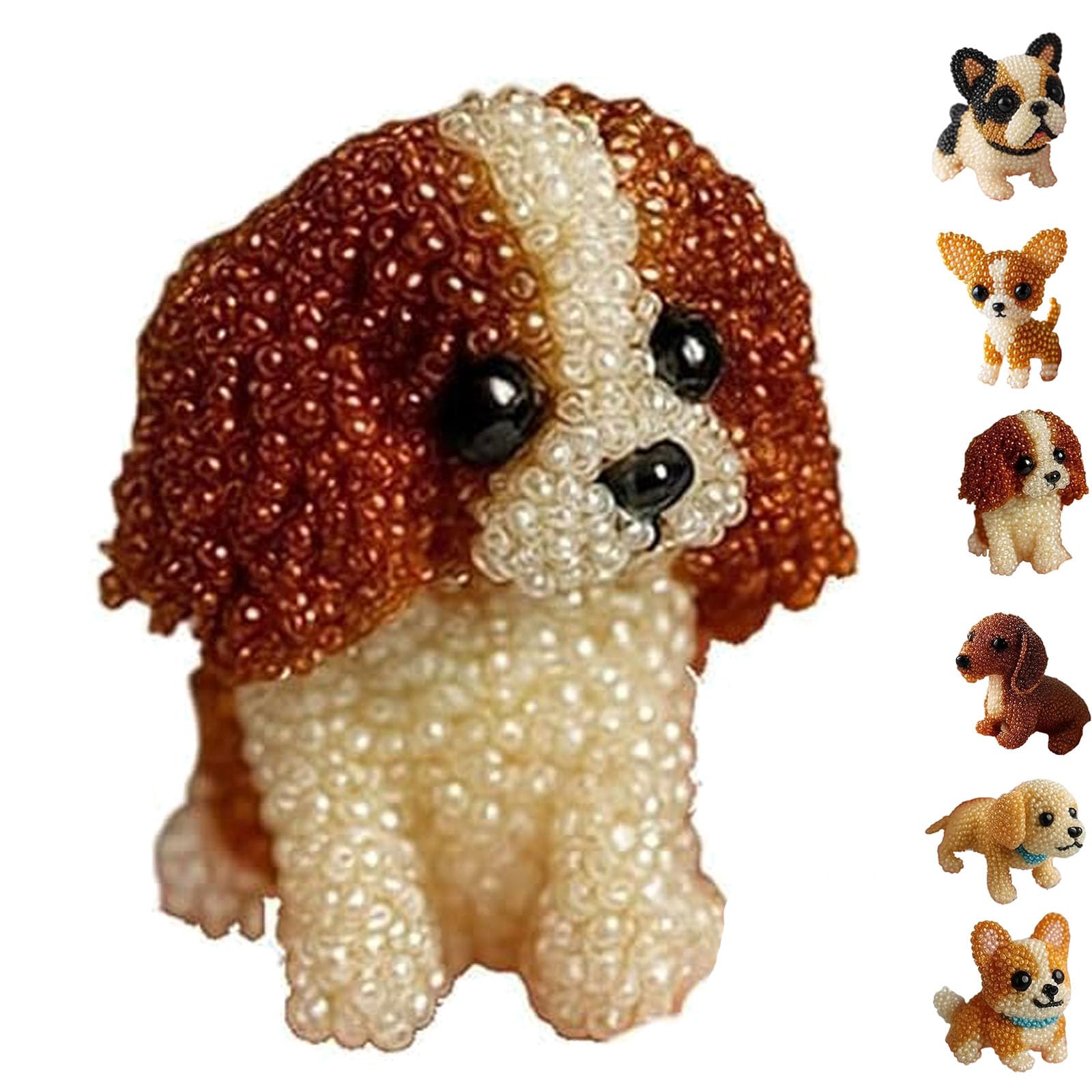 Dog Bead Embroidery Kit, DIY Animals Three-Dimensional Beadwork Craft Kit, Beginner-Friendly Funny Dog Bead Embroidery Kits with Instruction,for Craft Lover or Dogs Lover (C)