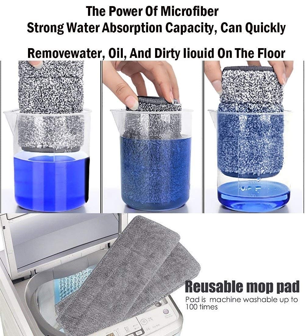 Mop Pavimenti in Microfibra Squeeze Mop Piatto in Acciaio Inossidabile Set secchi 360 Mop Rotante Mano Libera strizzatura Mop Polvere autopulente Bagnato e Asciutto con 10 Pezzi mop Pad