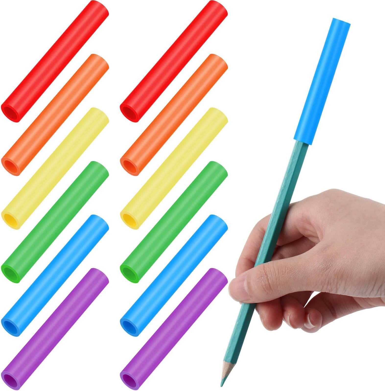 Tinlade 24 Pieces Chewable Pencil Toppers Chew Tubes for Kids Silicone Chewy Pencil Toppers Sensory Oral Motor Chew Aid for Children and Adults with Anxiety, Autism, ADHD, Sensory Integration Issues