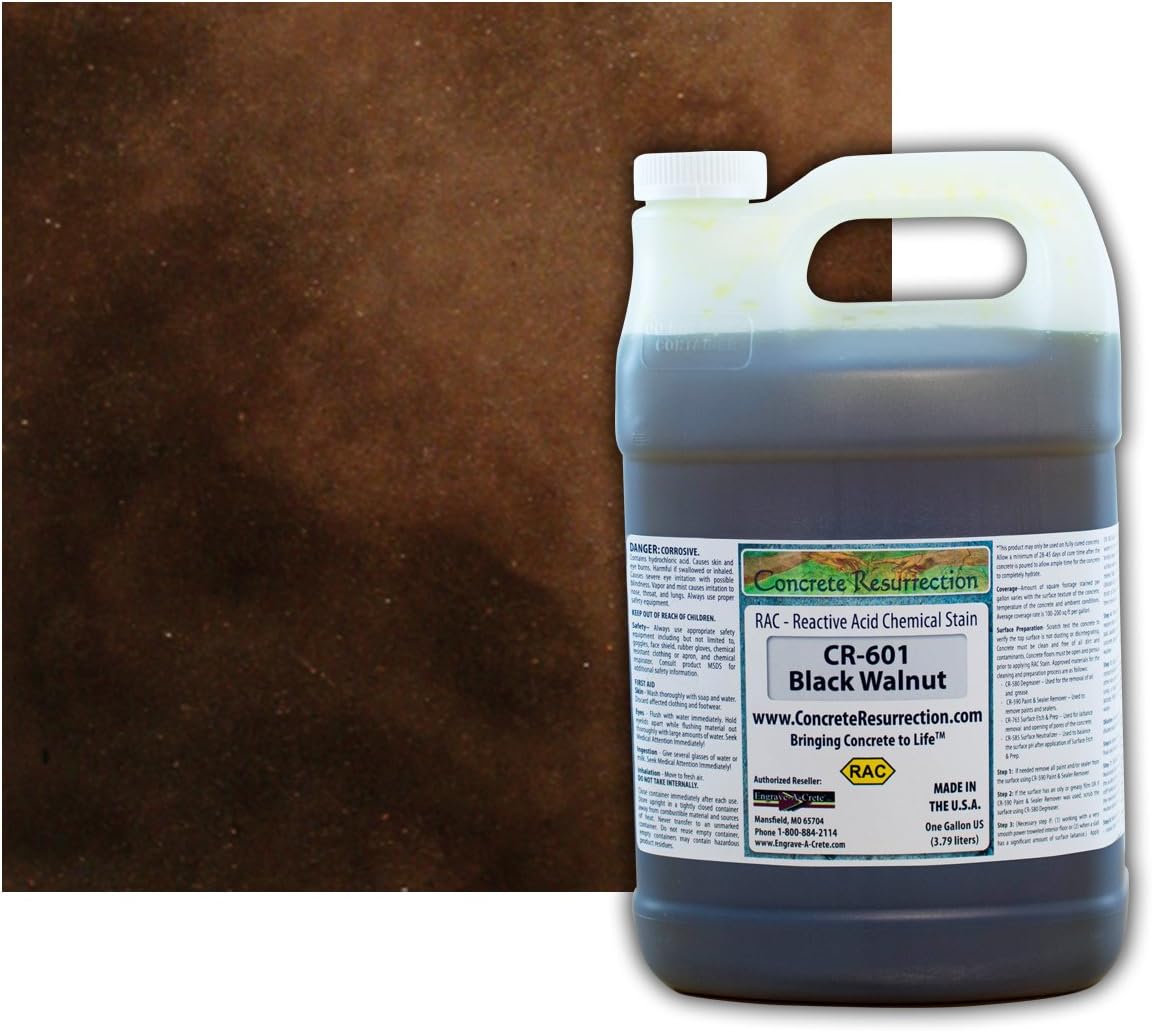 Concrete Acid StainSemi-Transparent Professional Grade Cement Stain (Black Walnut, 1 Gallon)
