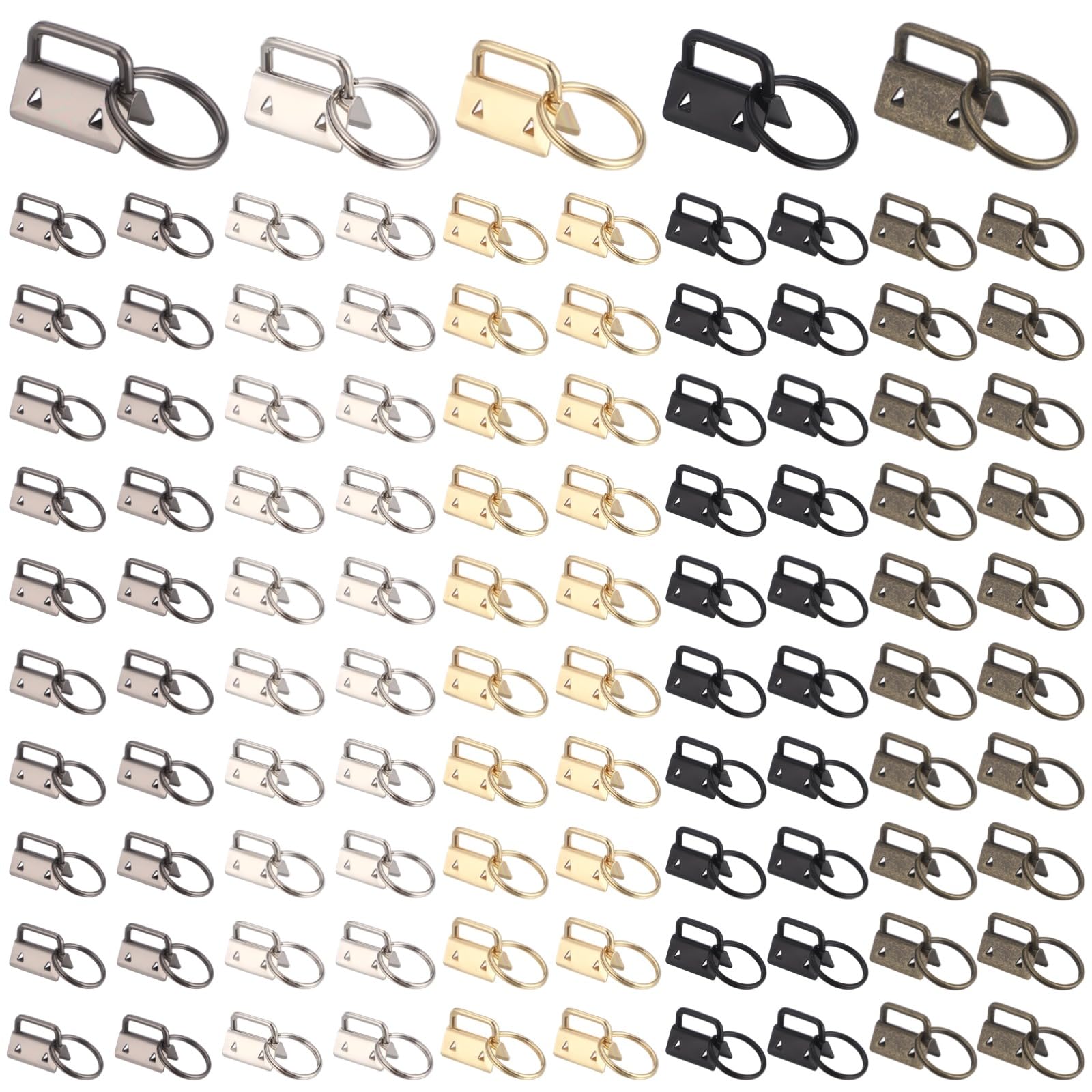 100 Stk. Keychain Fob Hardware Set, 1 Zoll Metall Tail Clips in 5 Farben mit Schlüsselringen, robuste Endbeschläge für Gurtband, DIY Bastelzubehör für Handgelenkriemen und Schlüsselanhänger
