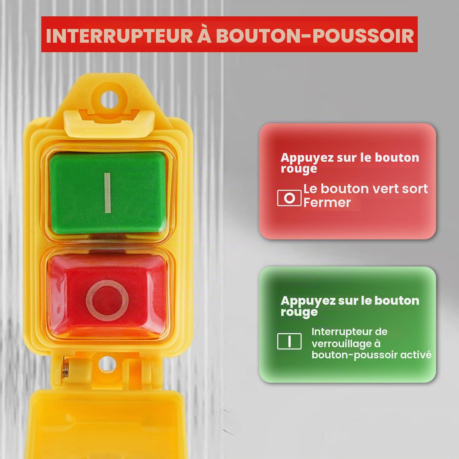 Interrupteur de sécurité pour machine KJD17B 5 broches 250 V 16 A Interrupteur électromagnétique pour machine Interrupteur à bouton-poussoir IP55 Interrupteur étanche Interrupteur encastrable
