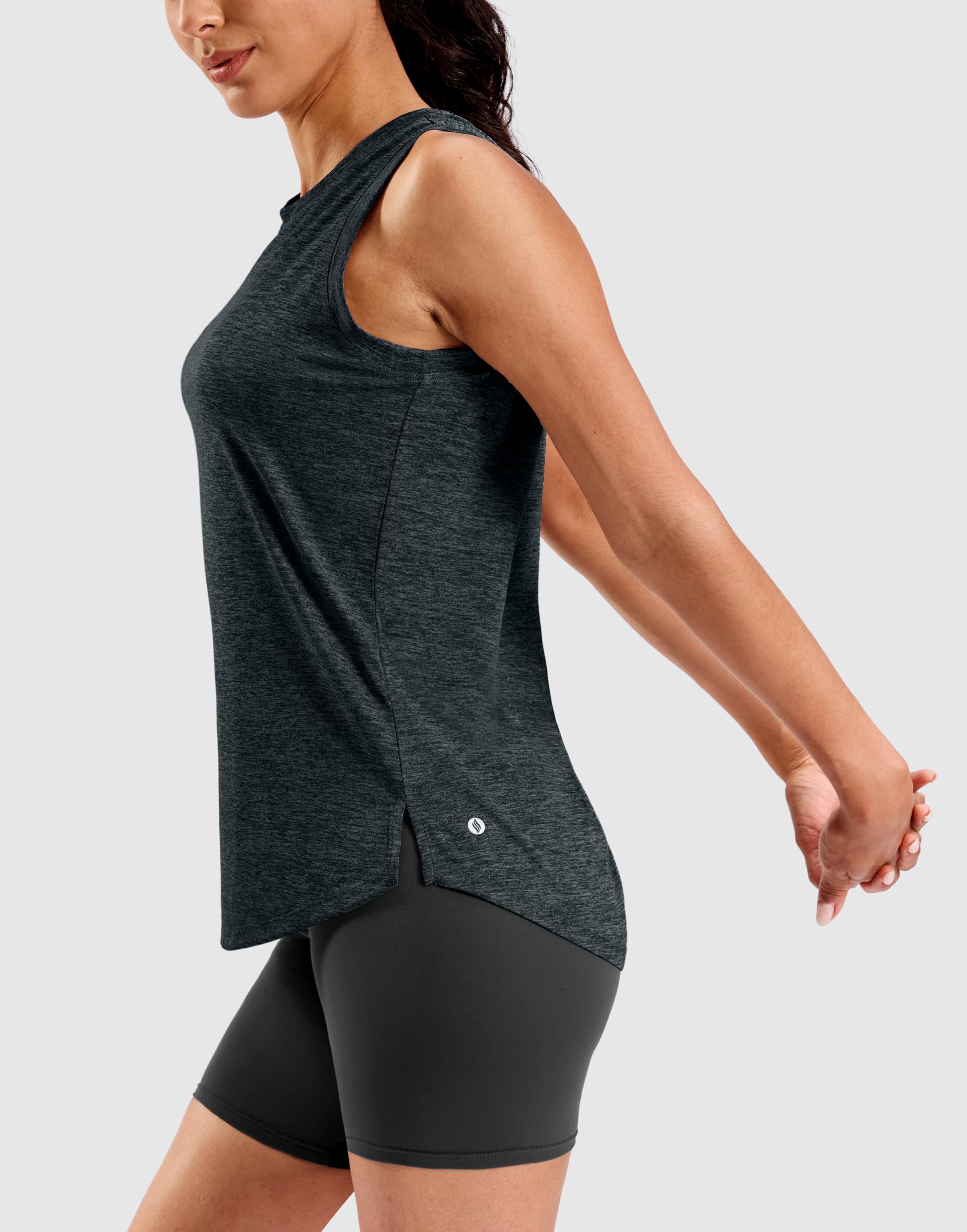 SANTINY Women's Lightweight Long Workout Tops Sleeveless Tennis Gym Yoga Shirts Athletic Running Tank Top for Women Loose Fit — view 4