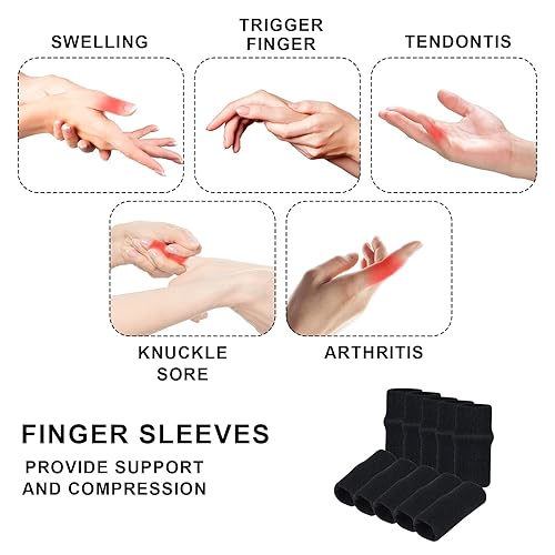 Miniatura 4 de Yolev Férula de 10 dedos, protectores de férula para dedos, soporte elástico para la férula de los dedos, protectores de compresión para aliviar el