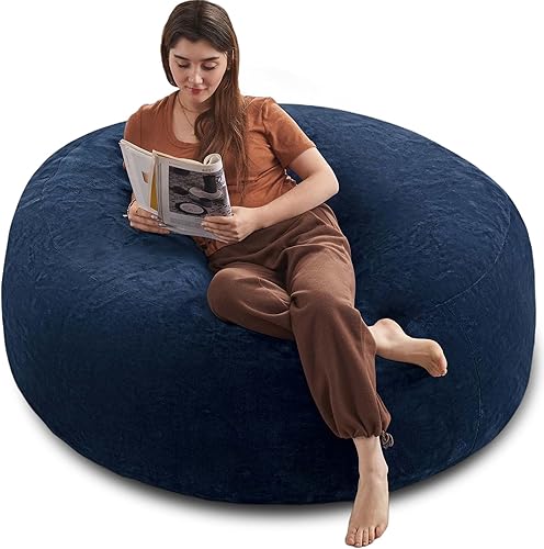 Miniatura 12 de Puf grande para adultos, puf con relleno, silla de espuma viscoelástica, funda de franela extraíble y lavable, puf gigante, adecuado para sala de