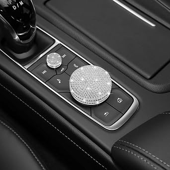TOMALL Bling Center Console Multimedia Knob Button Cover Compatible with Cadillac CT5 CT6 XT4 XT5 XT6 Crystal Media Button Cover Trim Bling Interior Modification Trims for Car Accessories