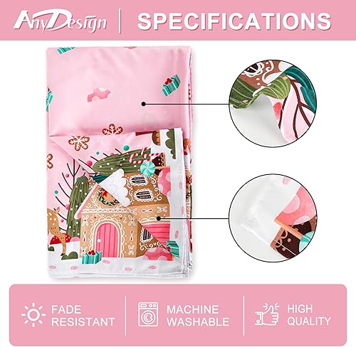 Miniatura 7 de Mantel de Navidad rosa de 60 x 104 pulgadas, mantel rectangular para Navidad, hogar, granja, picnic, comedor