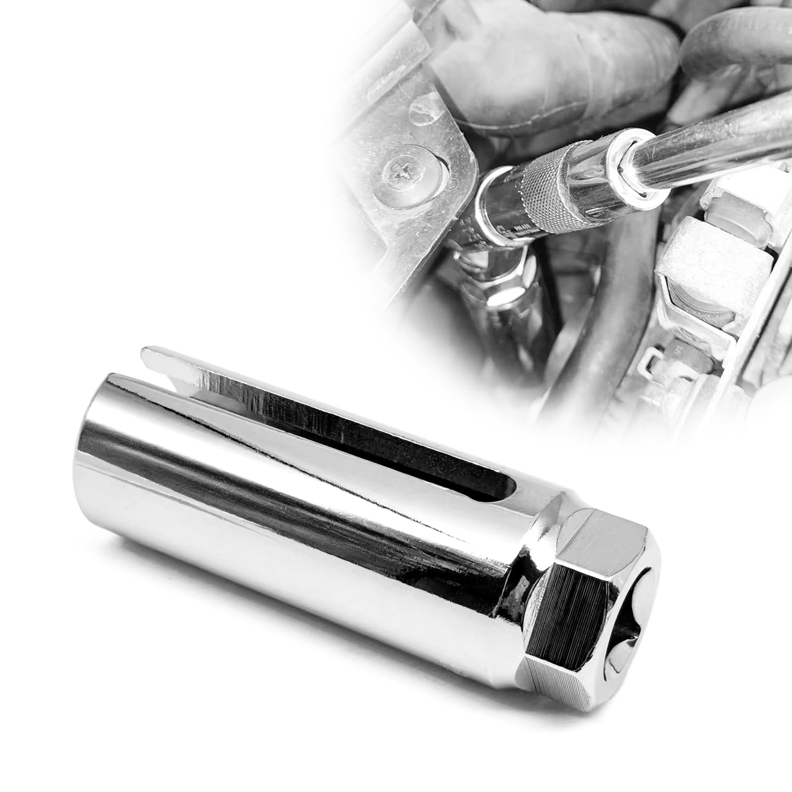 70094-1/2-Inch x 7/8”(22mm) Oxygen Sensor Socket - fits All Vehicle O2 Removal and Installation Offset Oxygen Sensor Socket, Preventing Damage to Wires