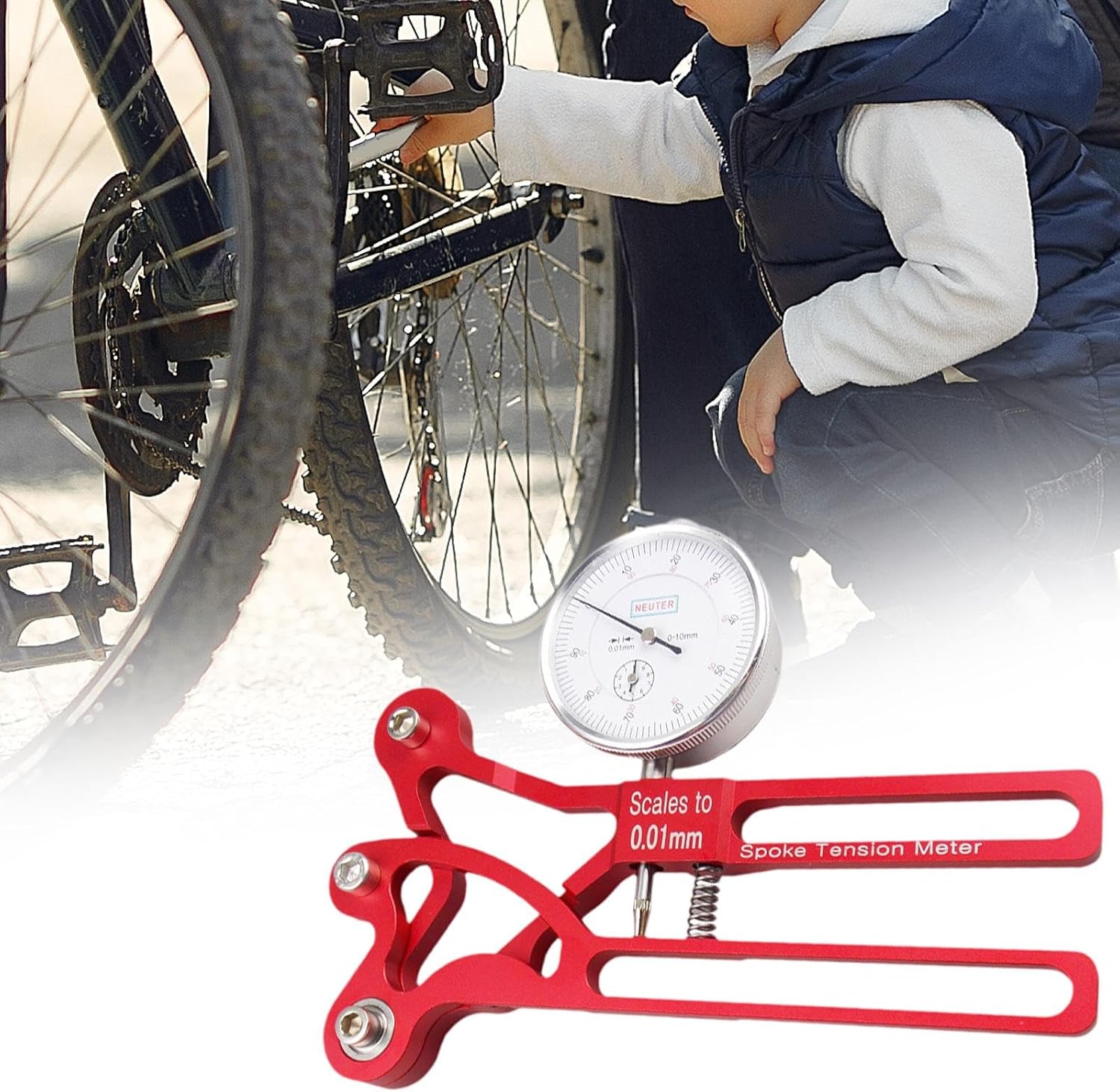 Bicycle Spoke Tension Meter with Display Clock Accessories Wheel Manufacturing Supplies Cycling Truing Tool Repair Tool