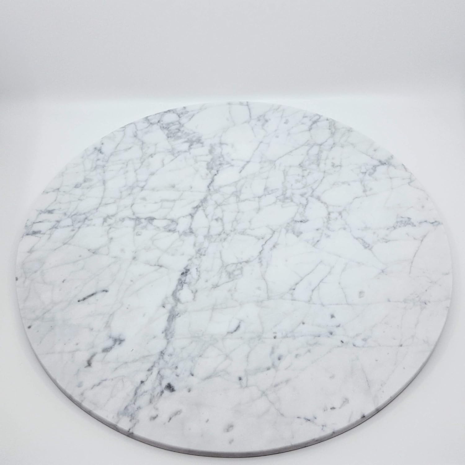White Marble Cake Stand Flat Centerpiece Round for Wedding Birthday Party Dessert Cupcake Table - 20 Inch