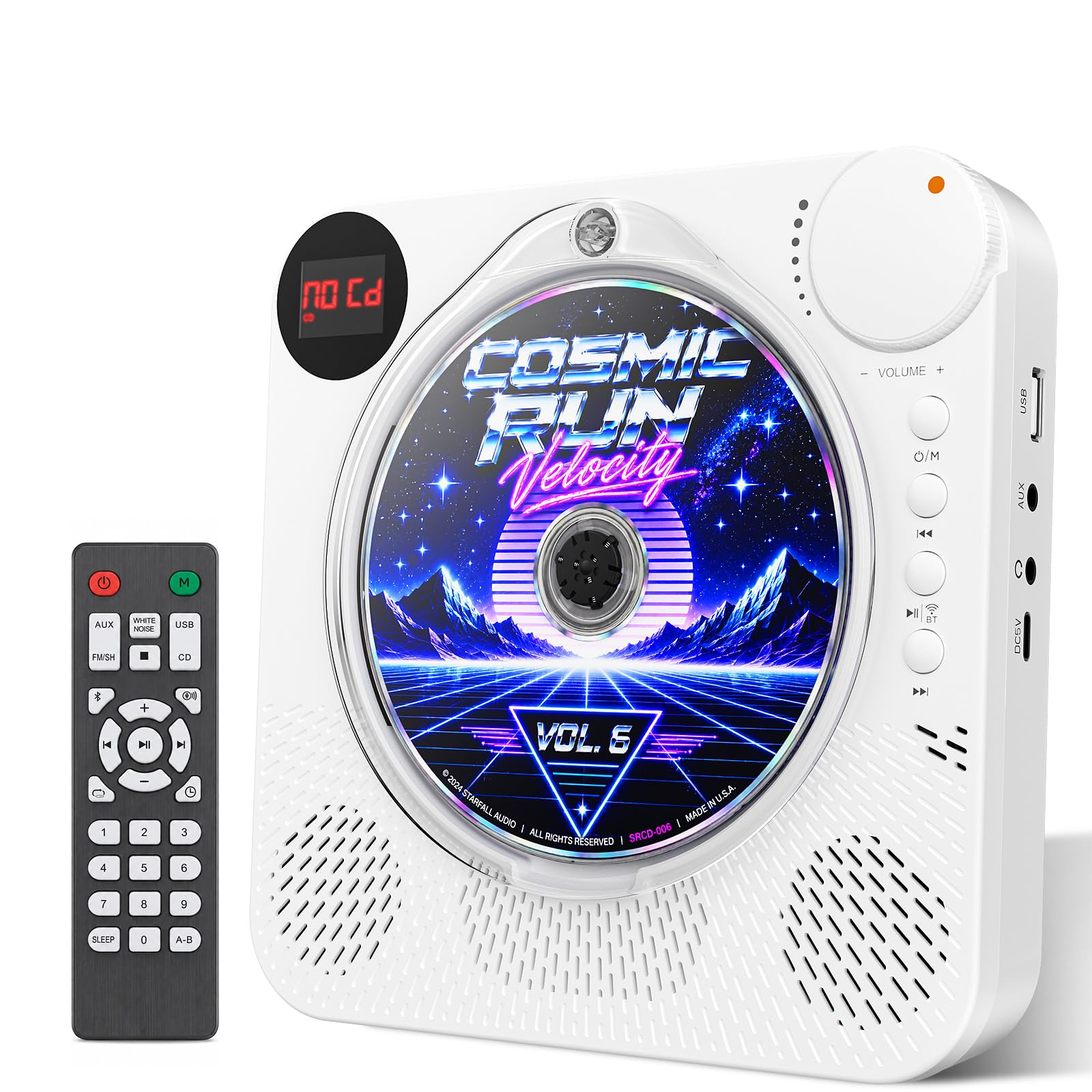 Portable CD Player with Bluetooth 5.4 for Home Use &amp; Gift,Exercise（White）