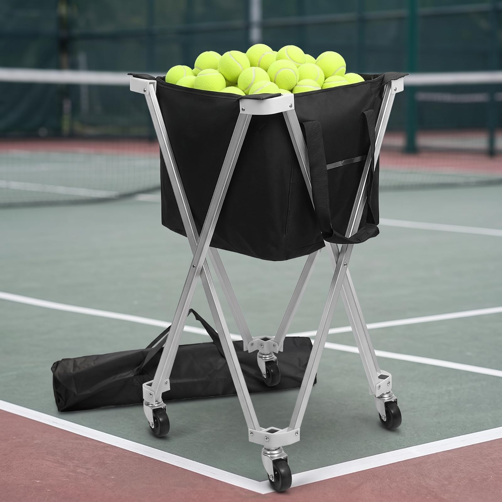 Cesto per Palline da Tennis Stabile, Argento