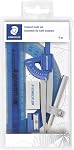 STAEDTLER 10-Piece Ensemble de mathématiques avec Boussole en métal, 6" Règle & Places triangulaires, 45° & 30/60° Set Squares, Alphabet Stencil - Outils de mesure