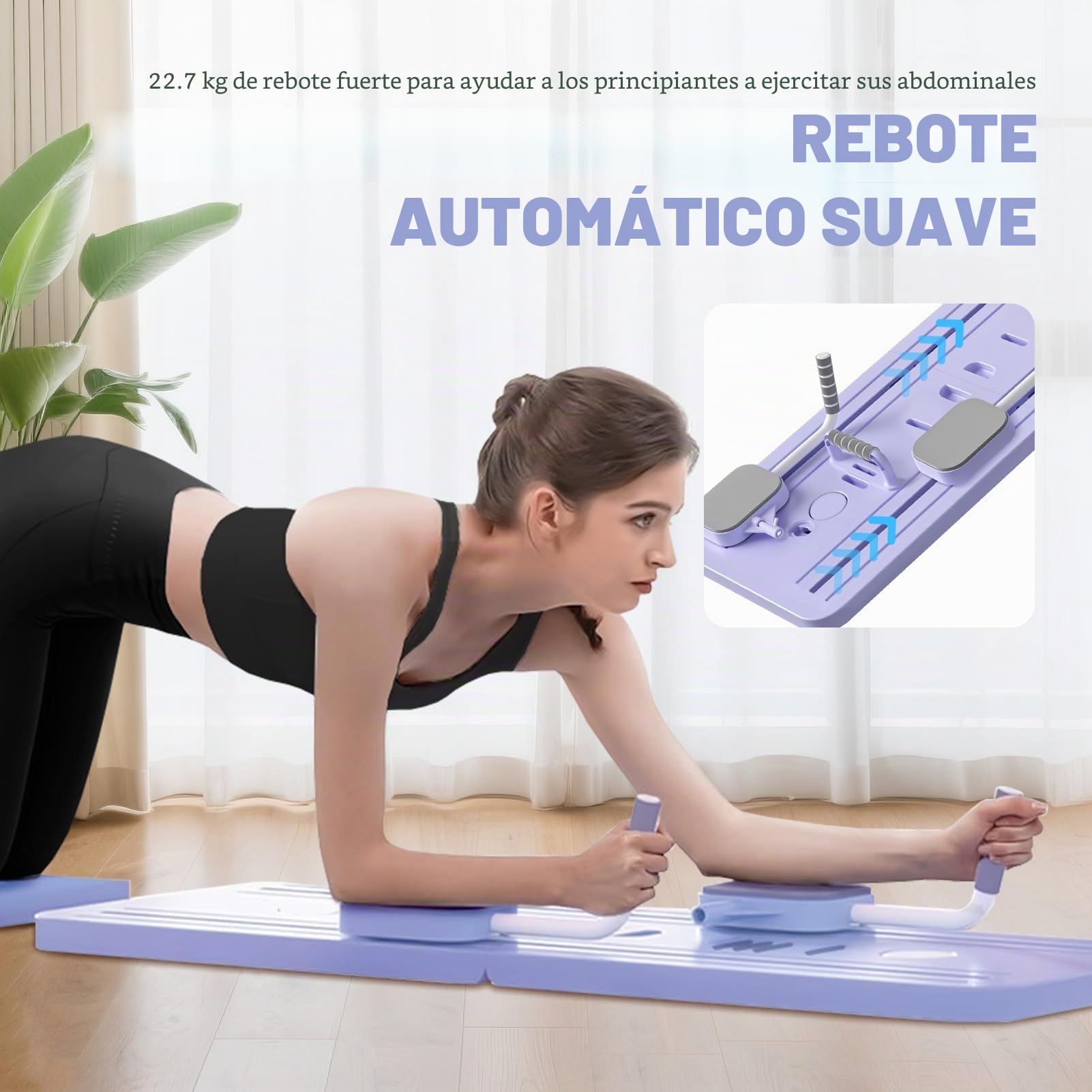 Juego de tablero reformador de pilates 5 en 1 mejorado: tabla de pilates con contador LED, rodillo de rebote automático, tablero central multifuncional plegable para gimnasio en casa